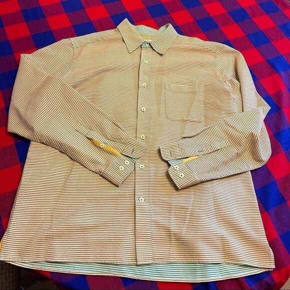 The Territory Ahead Men’s Brown Blue Stripe Button Up Shirt Size XL - Picture 4 of 9